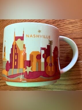 Starbucks Nashville Mug You Are Here Guitar Rooster Tennessee City Coffee 14oz